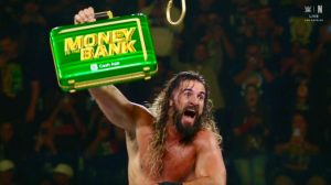 Money in the Bank briefcase held by Seth Rollins